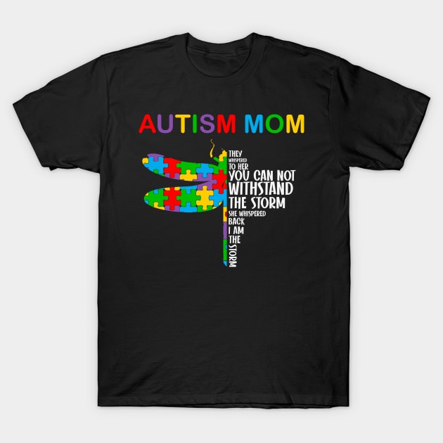 Autism Mom Puzzle Piece dragonfly Autism Awareness Gift for Birthday, Mother's Day, Thanksgiving, Christmas T-Shirt by skstring